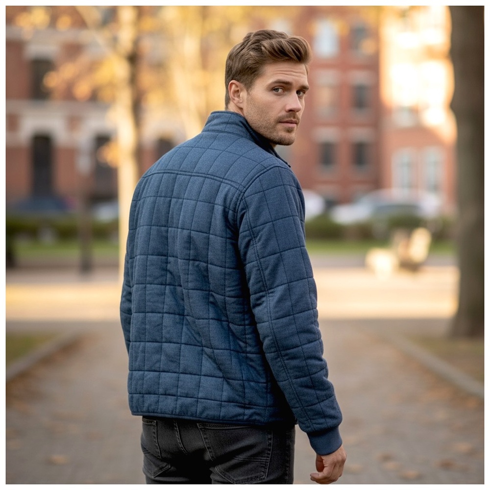 32 Bar Blues Men’s Quilted Full-Zip Jacket. Dark Denim. Large - Picture 10 of 11